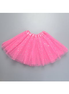 Generic Childrens tutu skirt princess sequins three-layer 6-piece mesh skirt tutu gauze skirt tutu children dark pink 