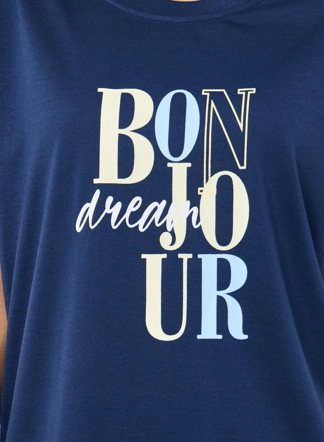 Styli Styli Bonjour Graphic T-Shirt and Cuffed Pyjama Set