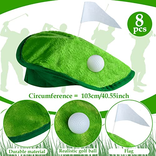Berlune Funny Novelty Golfer Beret Hat with Golf Ball Flag for Golf Party Costume Accessories and Supplies (8 Set) - Image 2