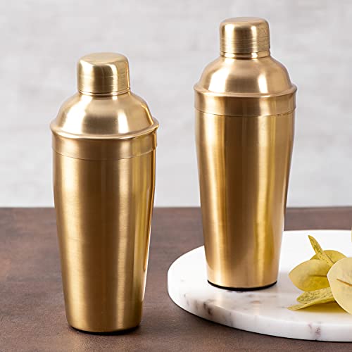 Nestroots Stainless Steel Cocktail Shaker | 750 Golden Barware Tool for Mixing Drinks & Mocktails | Professional Bartender Shaker for Home & Bar - Image 2