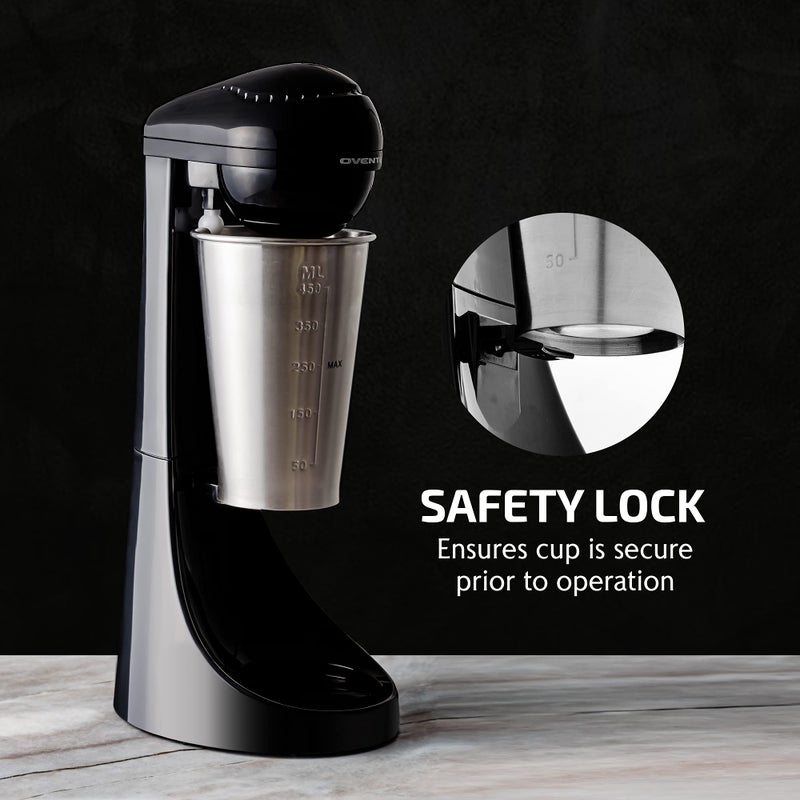 OVENTE Classic Milkshake Maker Machine 2 Speed with 15.2 Oz Stainless Steel Mixing Cup, Compact & Easy Clean Drink Mixer Blender for Malted Milk, Soft Ice Cream, and Protein Shakes, Black MS2070B - Image 3