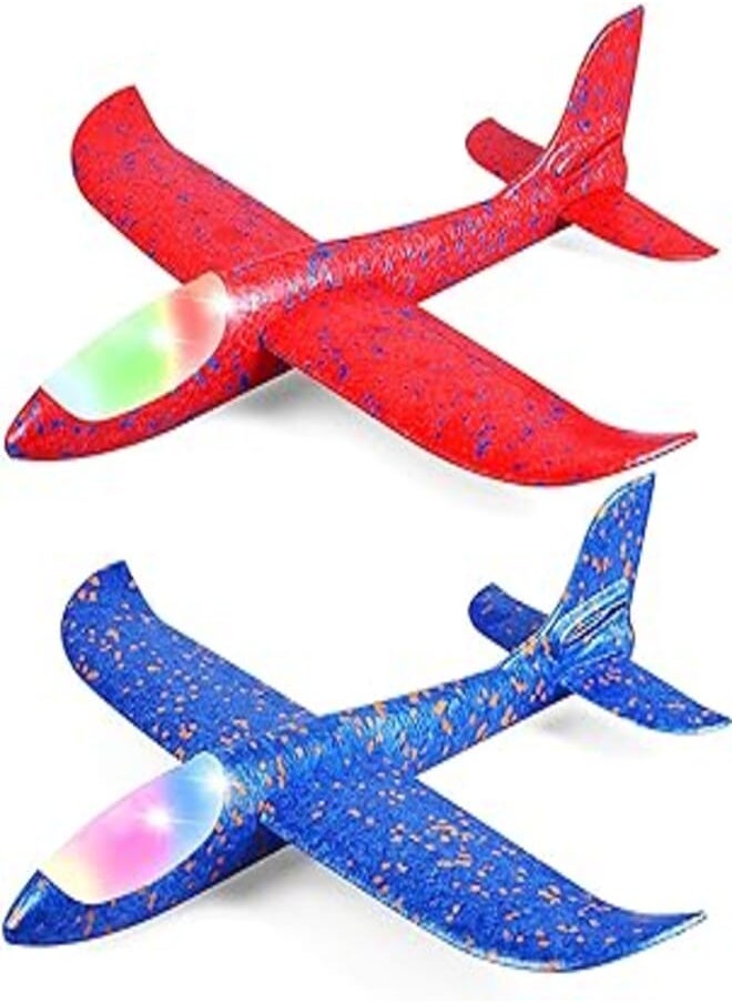 ECVV - ECVV Glider Plane, 2 Pack 17.5" Large Throwing Foam Airplane Toys Manual Circling Functions Aeroplane Gliders Best Outdoor Fun for 3 4 5 6 7 8 Year Old Boys Girls Kids Blue & Red - Image 1