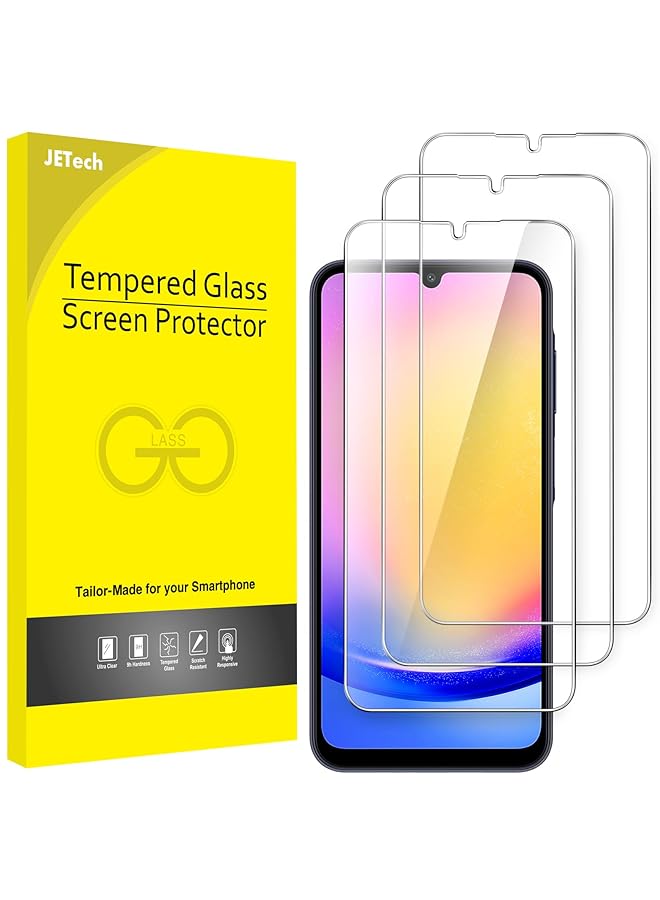 جي تيك واقي شاشة لهاتف سامسونج جالاكسي A25 5G 6.5 بوصة 9H من الزجاج المقسى مضاد للخدش عالي الدقة شفاف 3 عبوات - Image 1