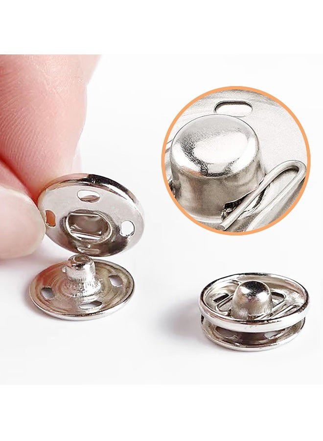 Sewing Snaps,Sew-on Snap Buttons Metal Snaps Fasteners Press Studs Buttons for Sewing，Black and Silver,120 Sets 8 mm and 10 mm - Image 2