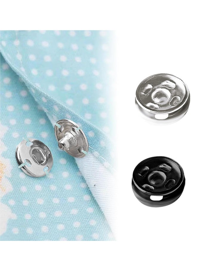 Sewing Snaps,Sew-on Snap Buttons Metal Snaps Fasteners Press Studs Buttons for Sewing，Black and Silver,120 Sets 8 mm and 10 mm - Image 3