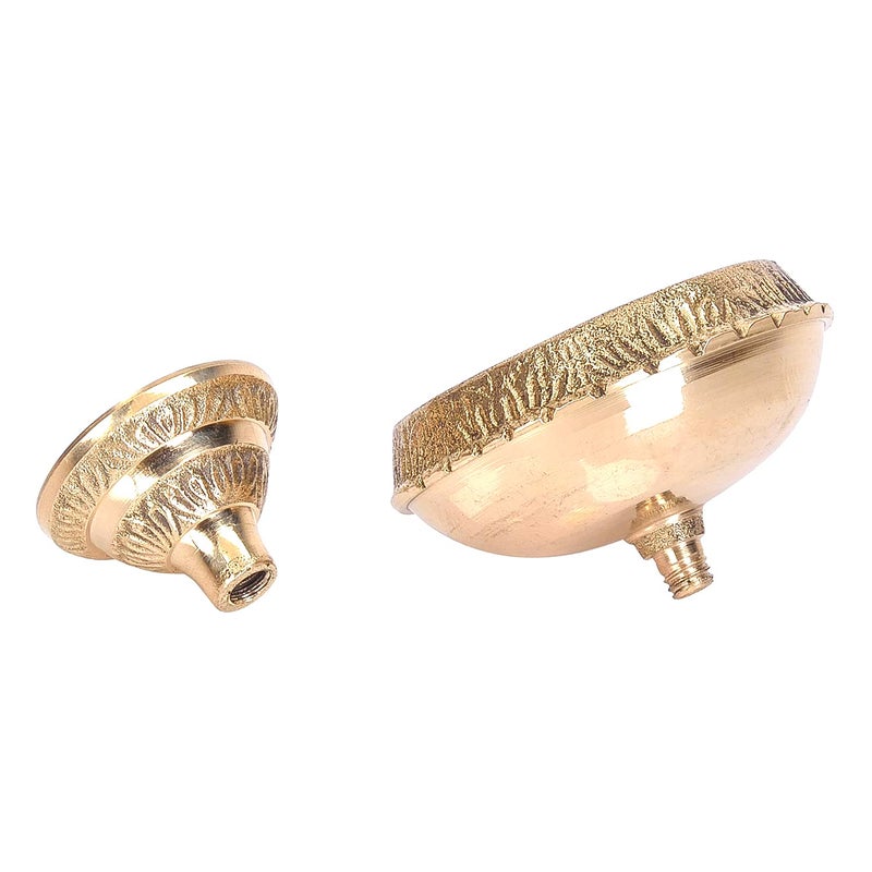 Artshai Designer Brass 23 inch Pooja Jyoti Diya Brass Oil lamp Diya Indian Pooja deep Set 2 Pcs - Image 3
