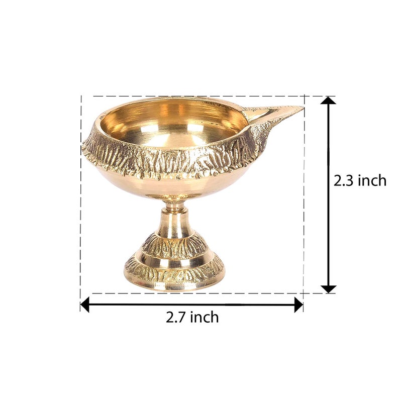 Artshai Designer Brass 23 inch Pooja Jyoti Diya Brass Oil lamp Diya Indian Pooja deep Set 2 Pcs - Image 4