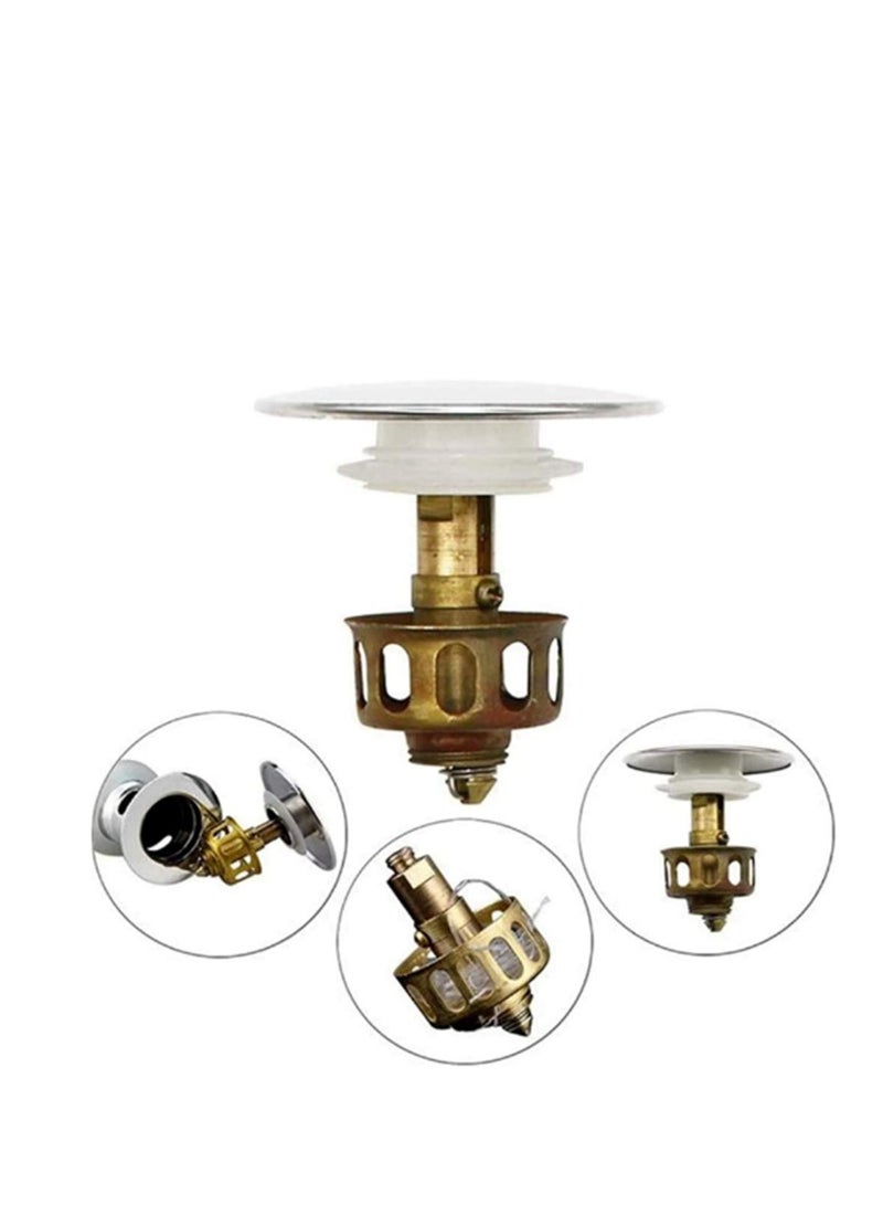 Barakah Pop Up Bathroom Sink Drain Stopper, Universal Wash Basin Bounce Drain Filter, Built-In Anti-Clogging Strainer, 304 stainless steel - Image 2