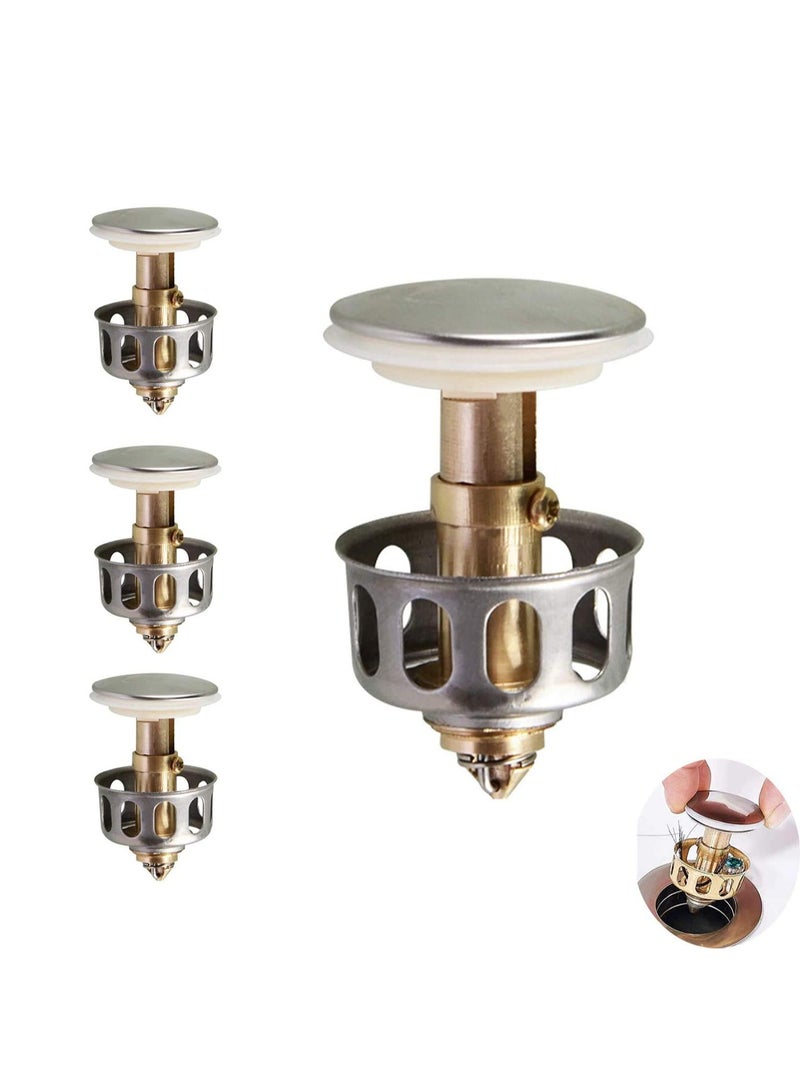 Barakah Pop Up Bathroom Sink Drain Stopper, Universal Wash Basin Bounce Drain Filter, Built-In Anti-Clogging Strainer, 304 stainless steel - Image 1