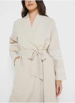 Khizana Abaya With Patterned Sleeve  - Image 3