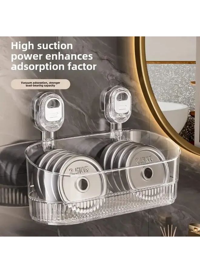 Large Golden Transparent Suction Cup Bathroom Shelf Wall Mounted No Drilling Storage - Image 5