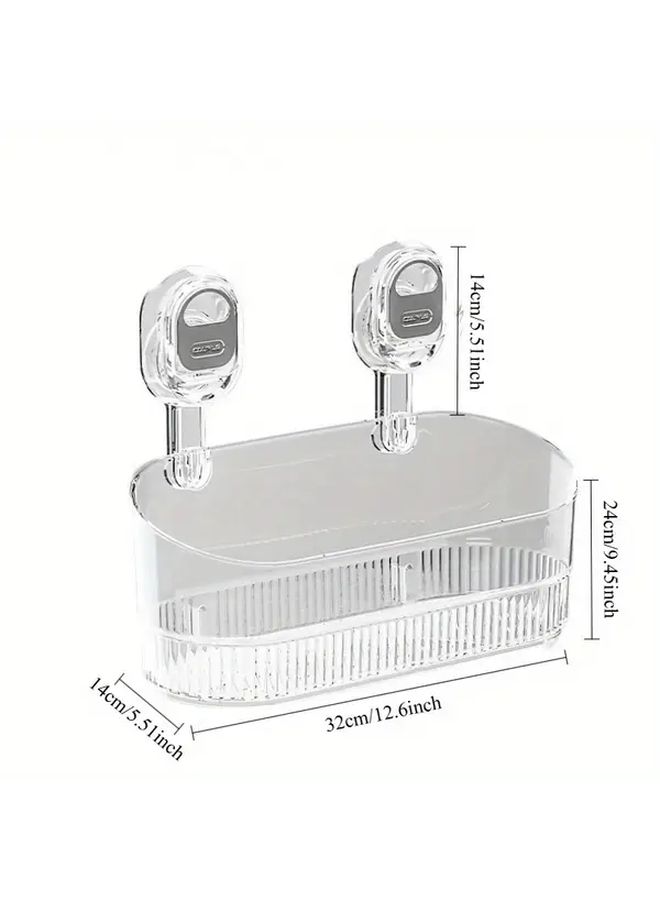 Large Golden Transparent Suction Cup Bathroom Shelf Wall Mounted No Drilling Storage - Image 3