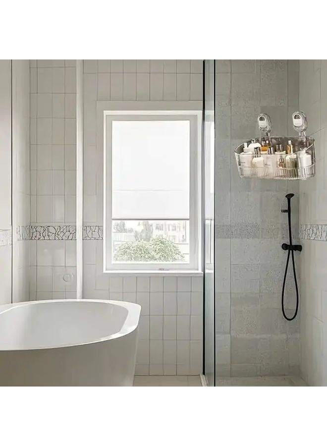 Large Golden Transparent Suction Cup Bathroom Shelf Wall Mounted No Drilling Storage - Image 4