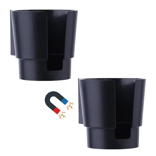 JAZBREY Universal Magnetic Cup Holder Heavy Duty Plastic Drink Holder Magnet Cup Holder for Bus Tractor Van RV Vertical or Horizontal Mount Fits Most Cup Bottles Cans Tumblers Black Pack of 1 - Image 1