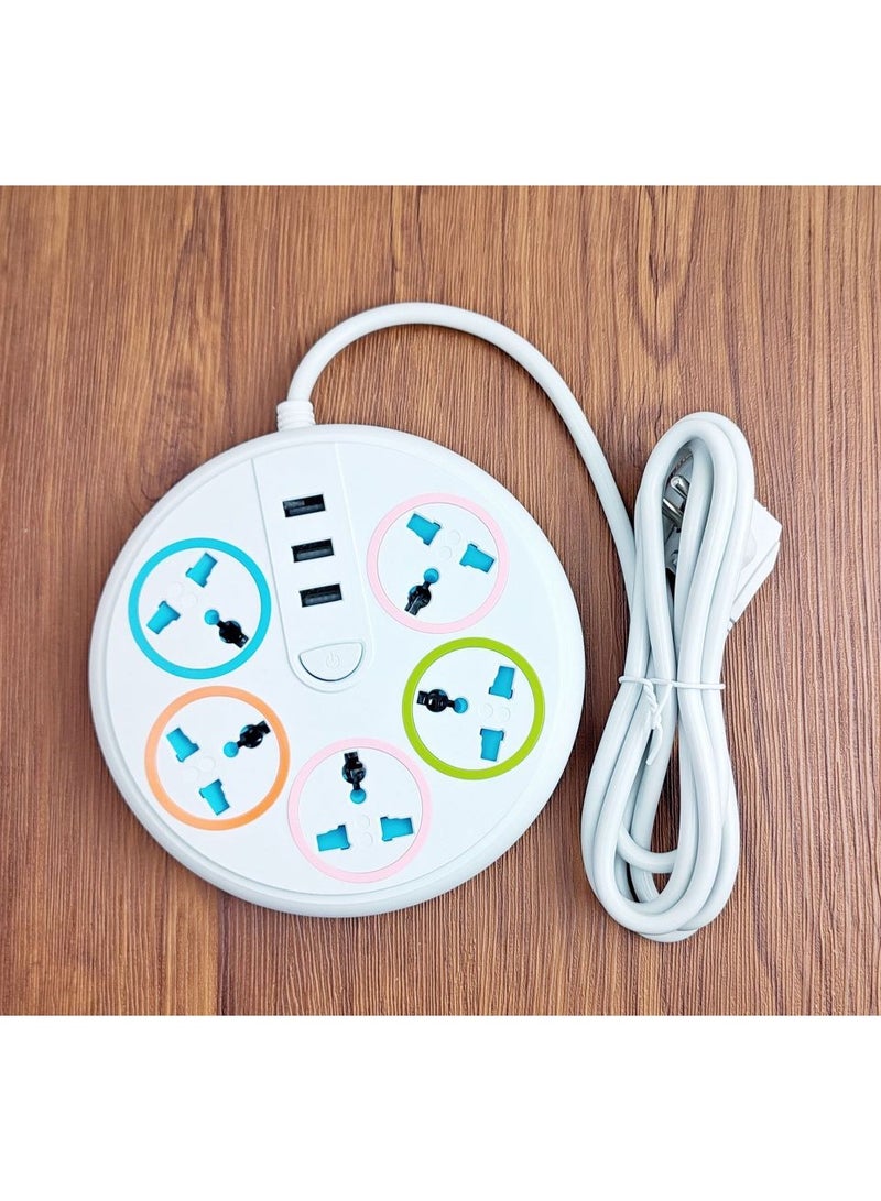 إينوشا سلك تمدد مقابس كهربائي UK متعدد الاستخدامات | 5 مقابس كهربائية و 3 منافذ USB لشحن سريع، مُصمَّم لمنزل ومطبخ ومكتب العمل (طول 2 م) - Image 1