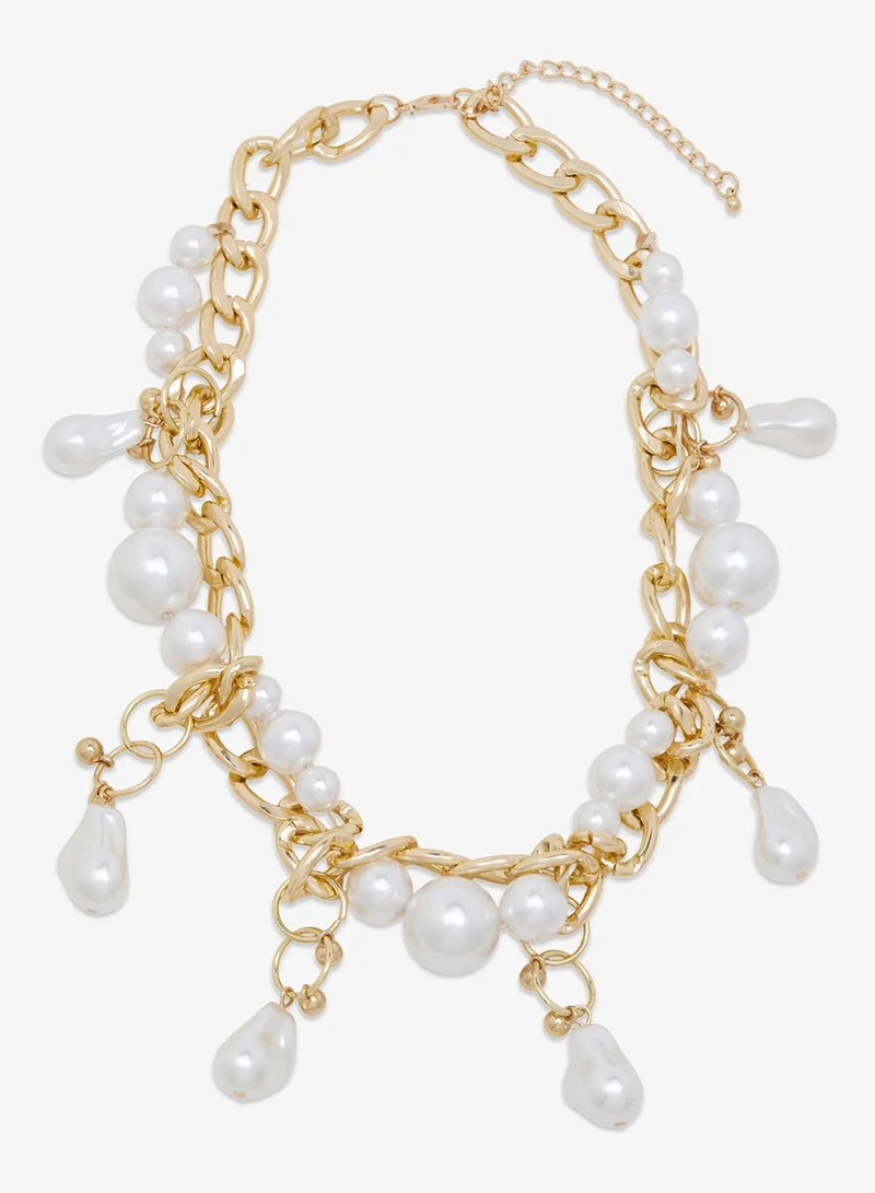 ELLA Large Chunky Pearl Detail Necklace