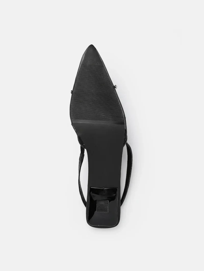 Zoriworld  Twilight Slingback Kitten Heels Black Mesh Crystal Embellished 2.5 Inch Heeled Pointed Toe For Work, Dinners, or Special Occasions for Women | Best Price UAE