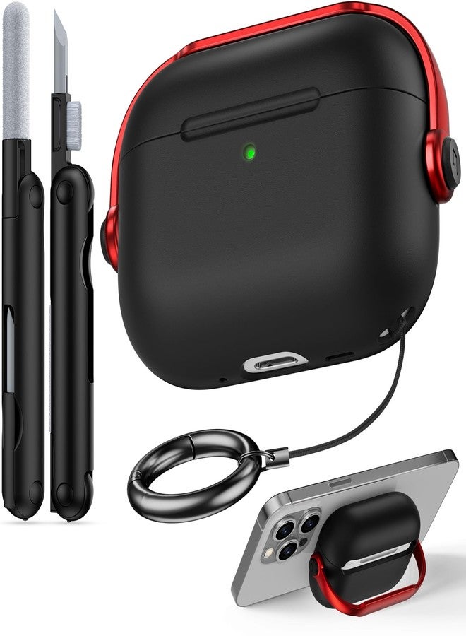 Wowwat for Airpods Pro 3 Case,Safety Lock Cases for Apple Airpod Pro 3 (2025) with Cleaner Kit, Drop Protection Air pods Pro3 Case Cover for Men for Women with Keychain,Black+Red - Image 1