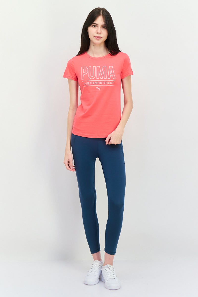 PUMA Women Regular Fit Brand Logo Short Sleeves Outdoor Top, Dark Pink - Image 4