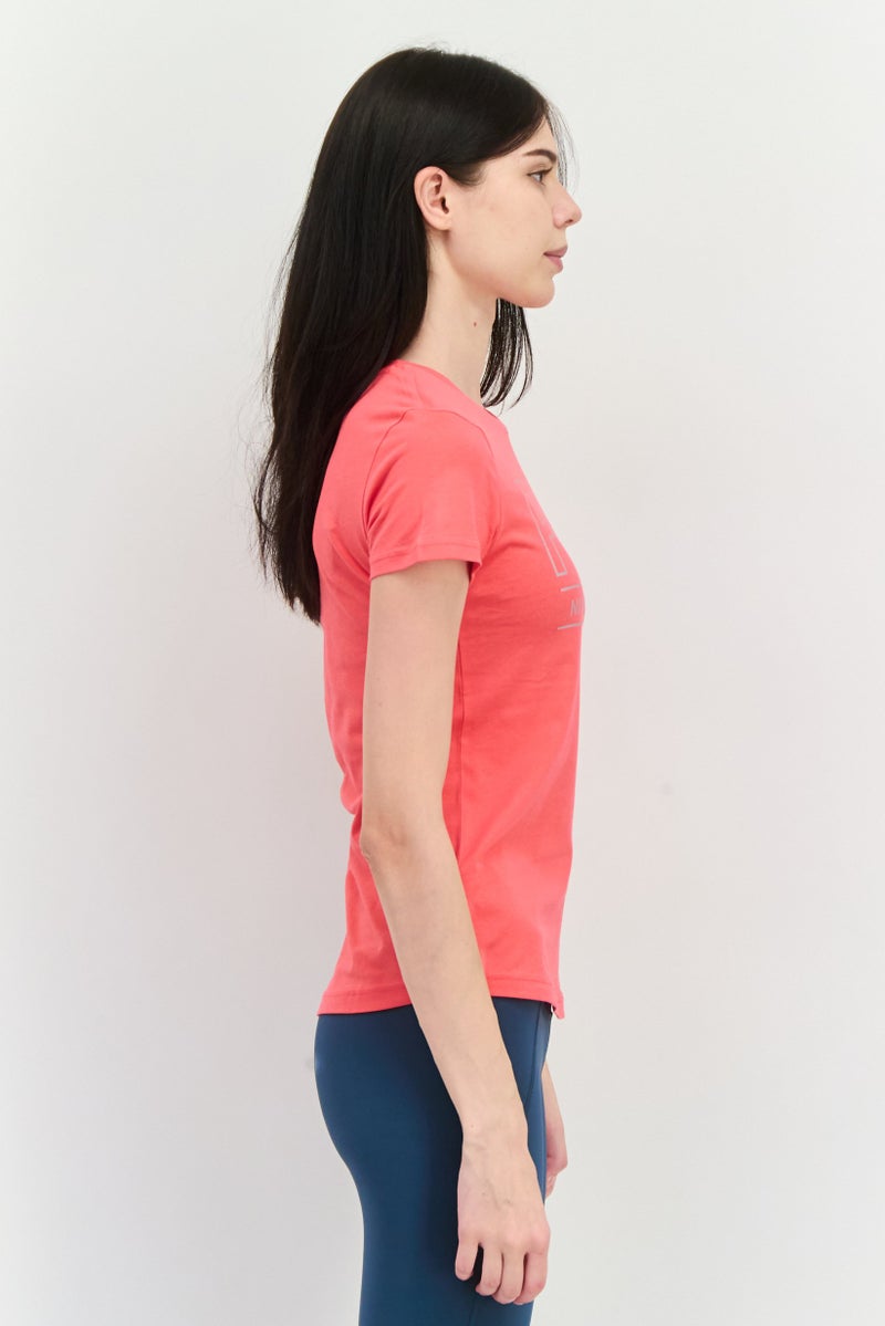 PUMA Women Regular Fit Brand Logo Short Sleeves Outdoor Top, Dark Pink - Image 2