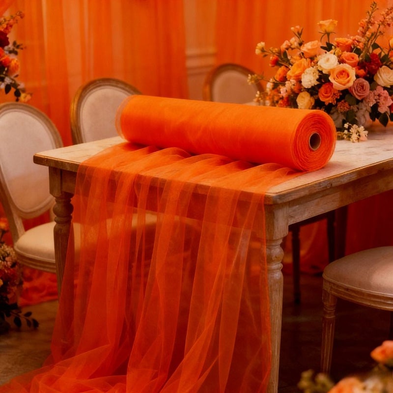 A Roll Of Pink Chiffon Fabric 75 Cm X 2404 Cm For Valentine Day Wedding Easter Dining Table Home Party Decoration - Image 1
