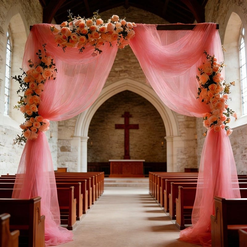 A Roll Of Pink Chiffon Fabric 75 Cm X 2404 Cm For Valentine Day Wedding Easter Dining Table Home Party Decoration - Image 5