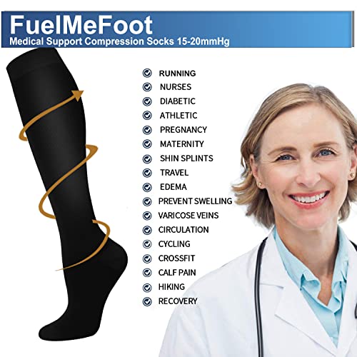FuelMeFoot 3 Pack Compression Socks - Compression Socks Women & Men Circulation - Best for Medical, Running, Athletic - Image 5