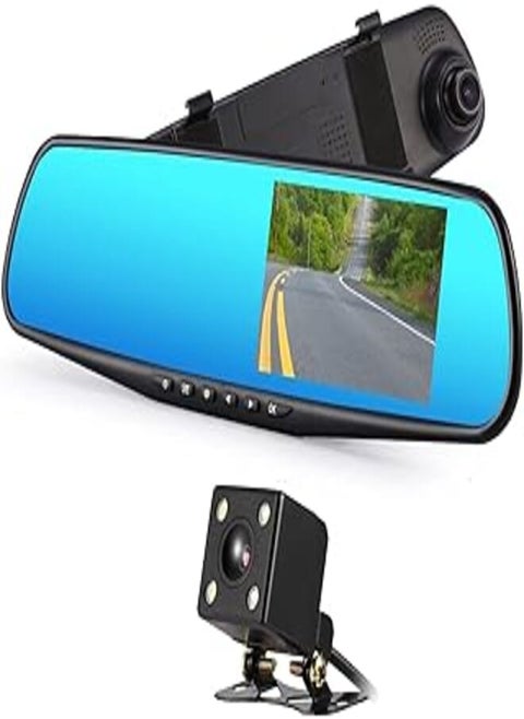 Dual Lens Dash Cam, Mirror Camera Car Dashboard, LESHP 4.3 Inch LCD Dual Lens DVR Video Recorder TFT Rearview Monitor Screen G-Sensor Waterproof for Car Backup Camera HD 1080P