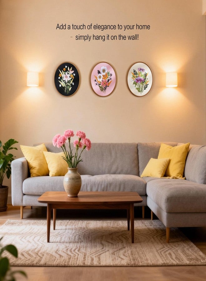 Agniphant DIY Embroidery Starter Kit for Beginners | 20cm Hoop, Flower Bouquet Pattern, Complete Thread Set, Video Tutorial | Creative Craft Gift for Women, Adults & Kids (Bouquet-D) - Image 4