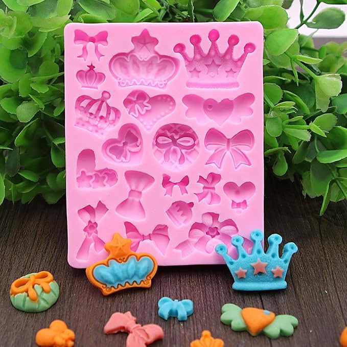 Husaini Mart HUSAINI MART Pack of 2 4 Cavity Baby FEET Mold 1 Crown Heart Silicone Mold Baby Shower Cake Topper DIY Decoration Birthday Party Tool for Sugarcraft Chocolate Candle Soap  - Image 4