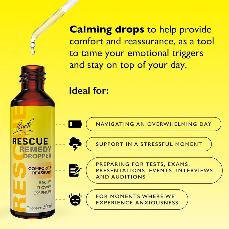 Rescue Remedy Dropper Daily Support for Stressful Moments Bach Original Flower Essences EasytoUse 20ml Dropper - Image 2