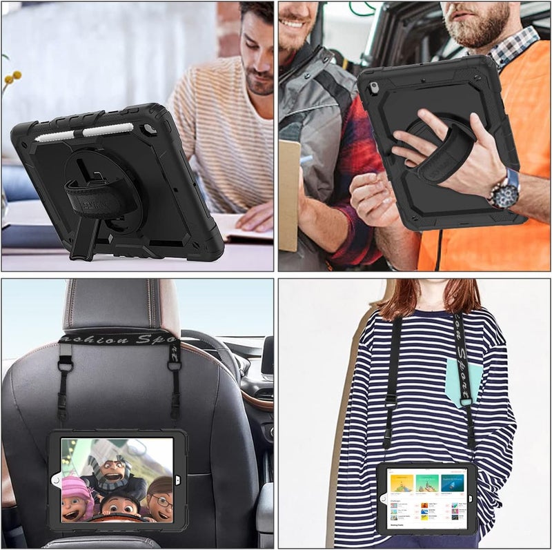 SEYMAC stock Case for iPad Mini 7 (A17 Pro) 2024 / Mini 6 8.3'' with Screen Protector Pencil Holder [Rotating Stand & Strap], Drop-Proof Case for iPad Mini 7th / 6th Generation 8.3", Black - Image 3