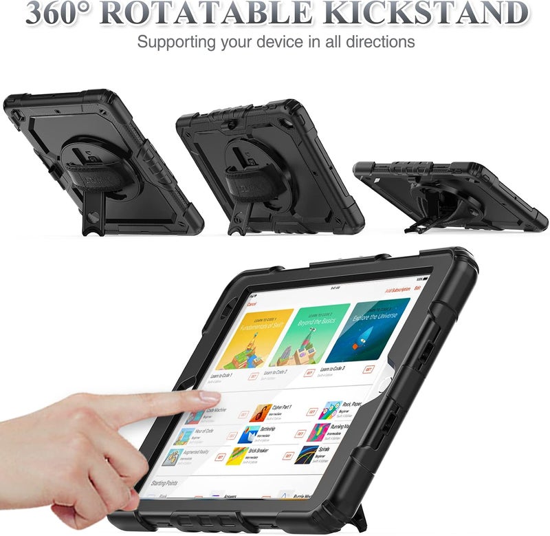 SEYMAC stock Case for iPad Mini 7 (A17 Pro) 2024 / Mini 6 8.3'' with Screen Protector Pencil Holder [Rotating Stand & Strap], Drop-Proof Case for iPad Mini 7th / 6th Generation 8.3", Black - Image 2
