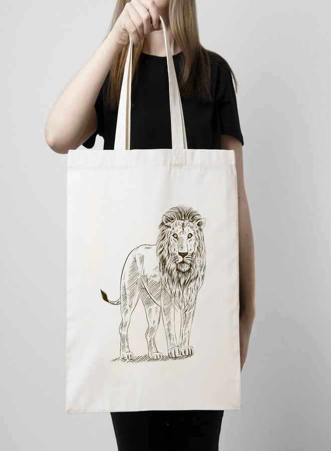 ARTBUG Tote Bag for Women with zip, Aesthetic Canvas tote bag for college girls, office, stylish and reusable - Lion - D No - 190 - Image 3