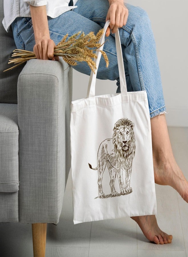 ARTBUG Tote Bag for Women with zip, Aesthetic Canvas tote bag for college girls, office, stylish and reusable - Lion - D No - 190 - Image 2