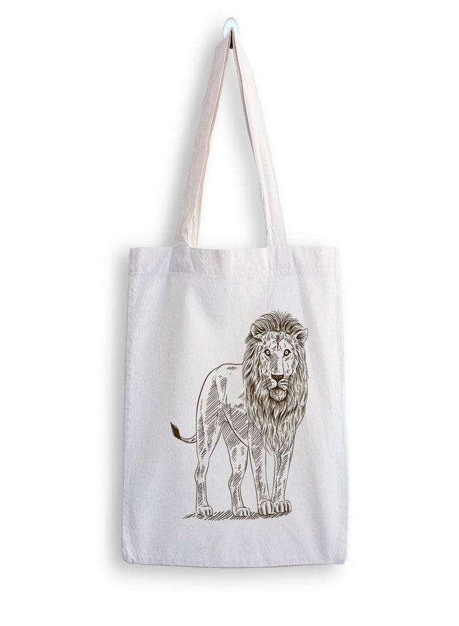 ARTBUG Tote Bag for Women with zip, Aesthetic Canvas tote bag for college girls, office, stylish and reusable - Lion - D No - 190 - Image 1