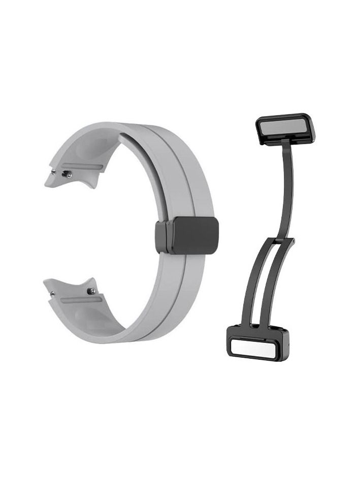 ten.tech Premium Silicone Strap with Magnetic Closure Compatible with Galaxy Watch 5 44mm / Galaxy Watch 5 Pro 45mm / Galaxy Watch 4 / Watch 4 Classic / Adjustable Silicone Strap grey - Image 1