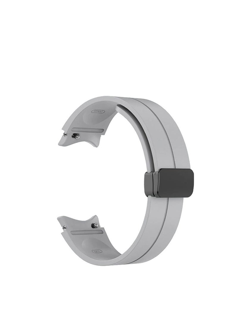 ten.tech Premium Silicone Strap with Magnetic Closure Compatible with Galaxy Watch 5 44mm / Galaxy Watch 5 Pro 45mm / Galaxy Watch 4 / Watch 4 Classic / Adjustable Silicone Strap grey - Image 2