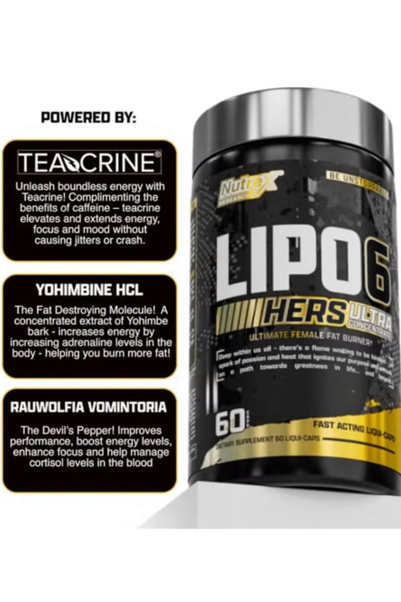 Nutrex Research Lipo 6 Black Hers Ultra Concentrate Fat Burner  60 Capsules - Image 4