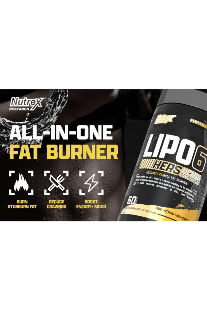 Nutrex Research Lipo 6 Black Hers Ultra Concentrate Fat Burner  60 Capsules - Image 3