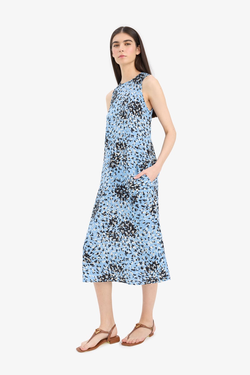 DeFacto Blue Woman Crew Neck Floral Sleeveless Midi Dress Casual - Image 2