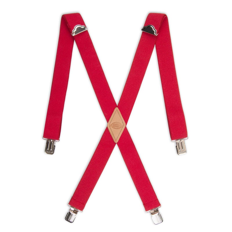 Dickies Men's 1-1/4 Solid Straight Clip Suspender, Red, One Size - Image 1