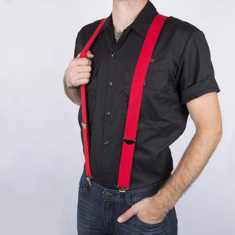 Dickies Men's 1-1/4 Solid Straight Clip Suspender, Red, One Size - Image 3