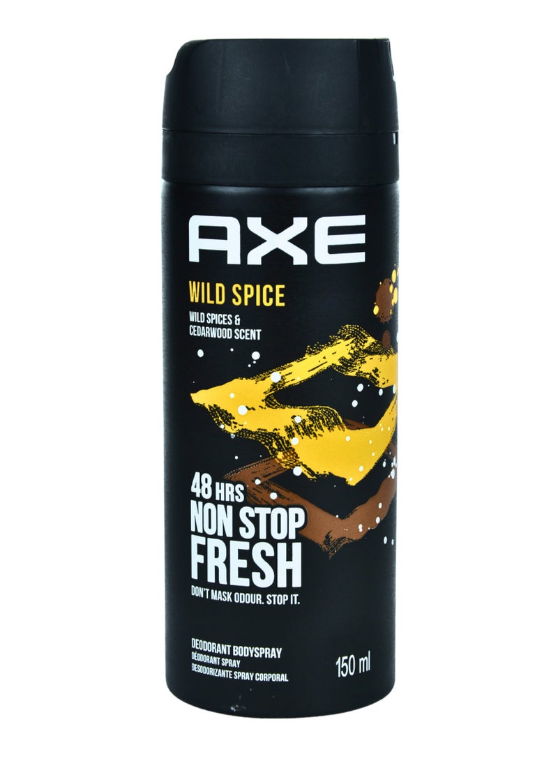 أكس مزيل عرق رجالي أكس وايلد سبايس – سبراي للجسم برائحة التوابل العطرية وخشب الأرز – 150 مل – انتعاش يدوم 48 ساعة