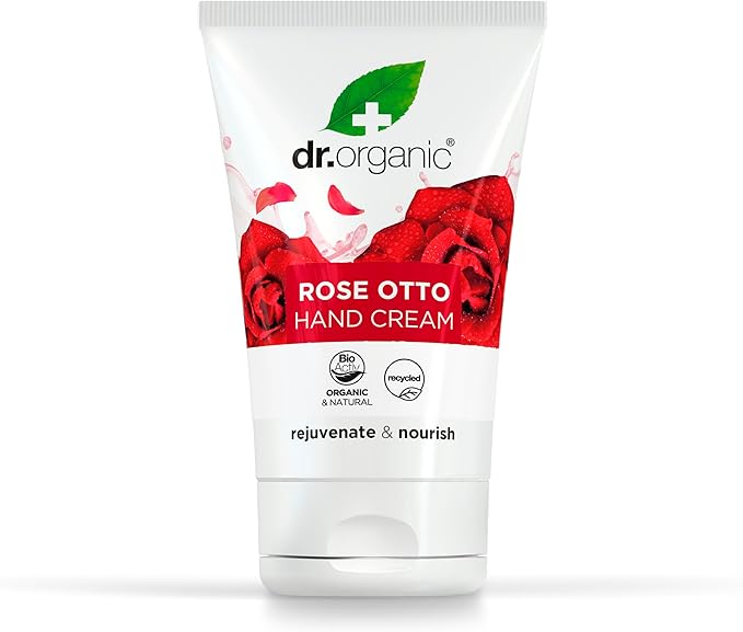 dr.organic Dr Organic Rose Otto Hand Nail Cream Moisturising Restoring Mens Womens Natural Vegetarian CrueltyFree Paraben SLSFree Recycled Recyclable Organic 125ml Packaging may vary - Image 1