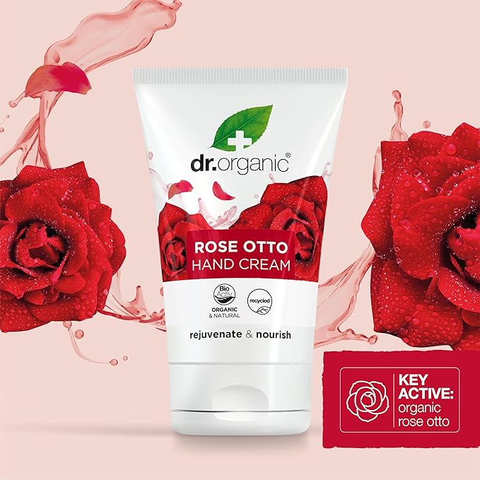 dr.organic Dr Organic Rose Otto Hand Nail Cream Moisturising Restoring Mens Womens Natural Vegetarian CrueltyFree Paraben SLSFree Recycled Recyclable Organic 125ml Packaging may vary - Image 5