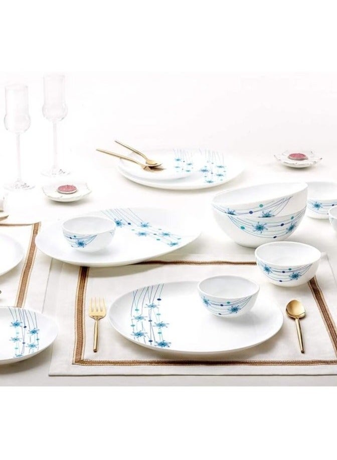 بريتيش شيف طقم عشاء أوبال أواني 21 قطعة - آمن للاستخدام في الميكروويف وغسالة الأطباق - طقم أواني طعام بلوبيل مع 6 قطع طبق كامل/6 قطع طبق جانبي/6 قطع وعاء خضروات/2 قطعة طبق تقديم/1 قطعة طبق أرز - أبيض - Image 2