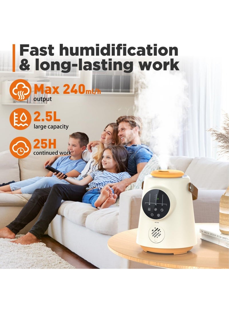 Captaintech Humidifiers for Bedroom, 2.5L Ultrasonic Cool Mist Humidifiers for Baby Home Office Nursery & Plants, Top Fill Air Humidifier, Super Silent Sleep Mode，Auto Shut-Off (Smart Humidity Setting) - Image 3