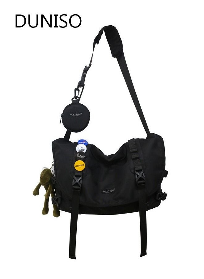 DUNISO Crossbody Bag for Men and Women Water Resistant Laptop Bag Casual Satchel Bags for Men Large School Computer Bag Travel Office Work Briefcase Fashion Messenger Shoulder Handbag, Black  - Image 2