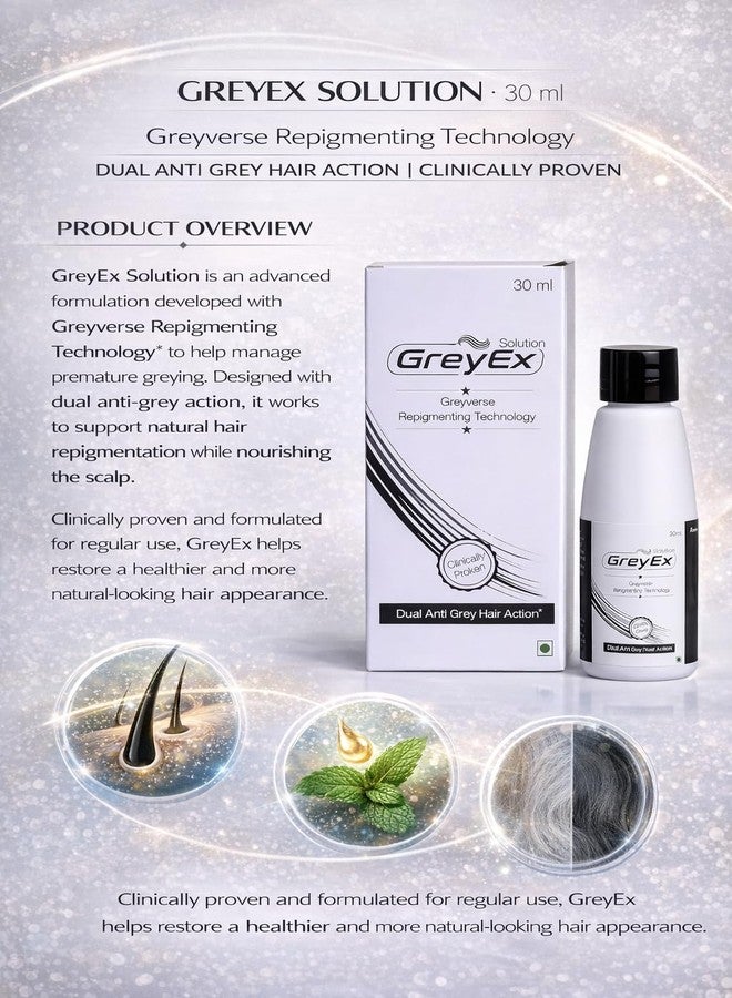 Greyx Solution 30ml | Advanced Grey-verse Repigmenting Technology | Clinically Proven Dual Hair Action | Prevents Premature Greying | Unisex Hair Serum - Image 3
